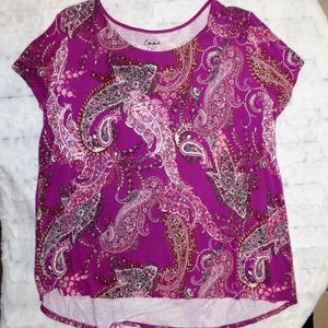 SIMPLY EMMA PLUS SIZE 3X TOP - PURPLE - PAISLEY